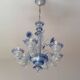 Venetian chandelier in blue Murano glass and crystal, 6 arms