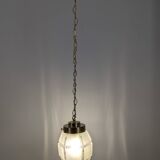Art Deco faceted glass suspension, vintage light fixture with a diamond spirit and é.