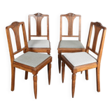 Set of 4 Art Deco chairs in carved wood.