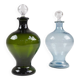 Carafes danoises en verre Art déco bleu et vert, années 1930, ensemble de 2