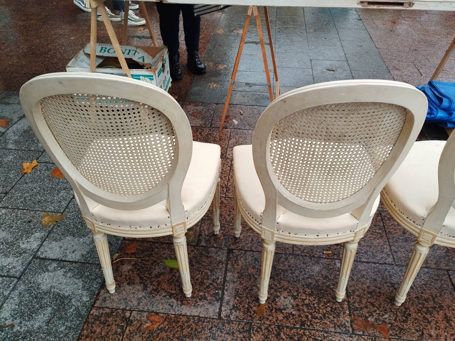 Beautiful set of six antique Louis XVI style chairs