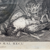 Antique print - Cats on the attack