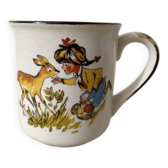 Vintage 70s girl mug