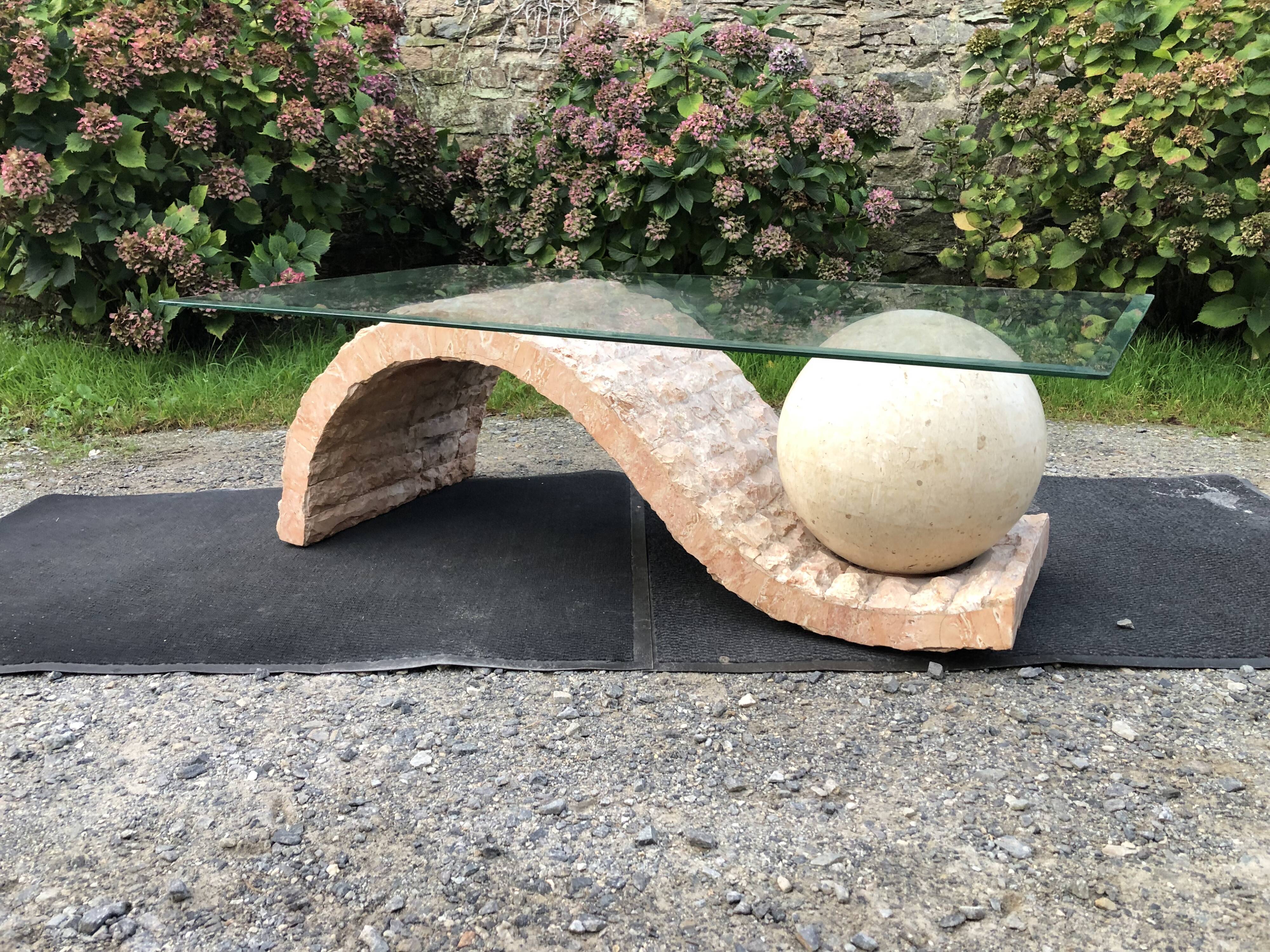 80s design coffee table. made of Mactan travertine stones from Magnussen ponte.