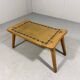 Tabouret en chêne blond spécial, petit banc des années 1960.