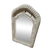 Miroir blanc rotin vintage