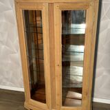 Louis-Philippe display case in stripped solid wood