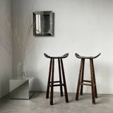 Pair of brutalist high stools