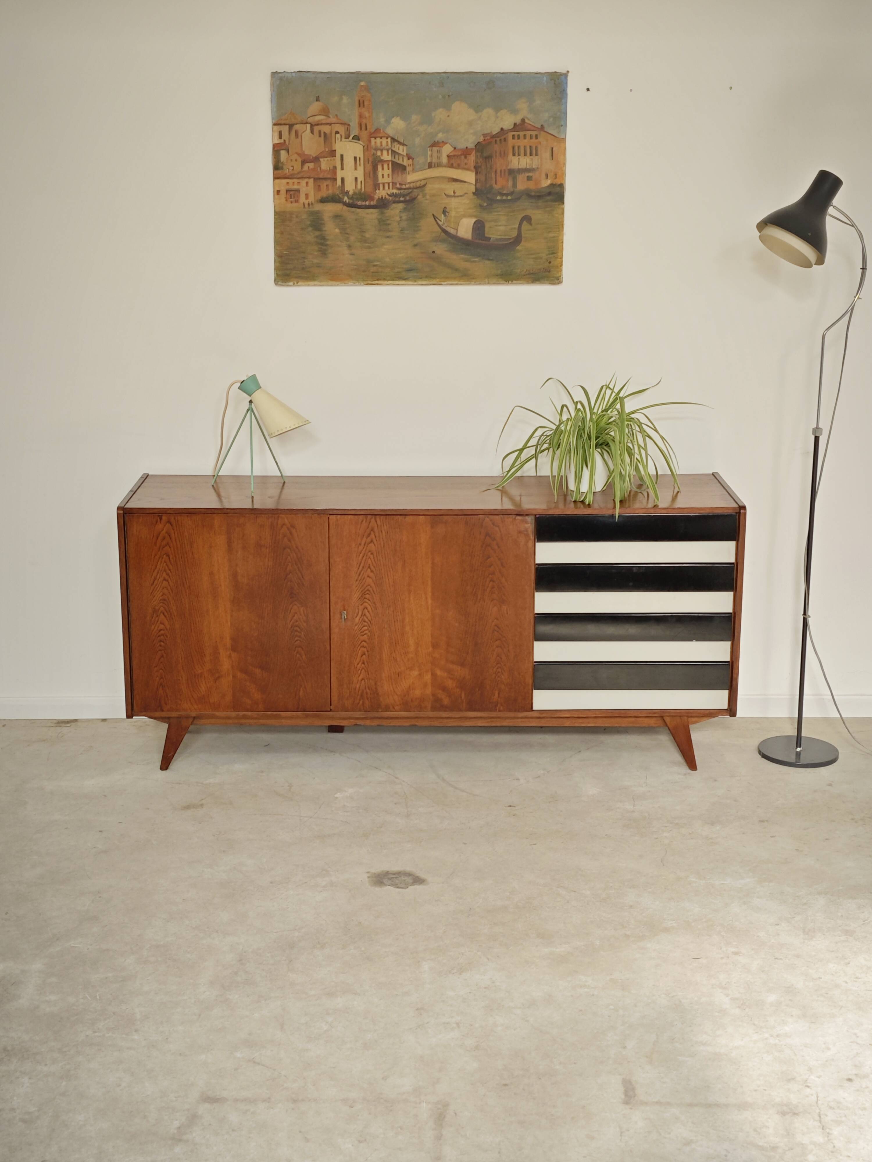 Black and white U 460 sideboard by Jiri Jiroutek for Interier Praha 1960