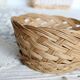 Panier rond vintage en osier naturel – Tressage croisé rustique