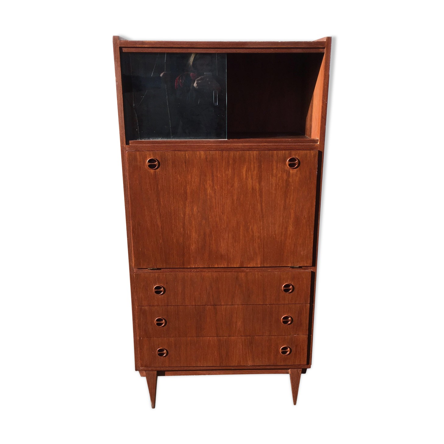 Secretary vintage foot compass veneer wood