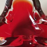 Murano Sommerso Ashtray/Vide Poche. Amber Iridescent Red Glass