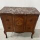 Transitional style commode with a protruding front, in marquetry wood, 20th century.