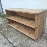 Old TV cabinet shelf low workshop shelf vintage raw fir rustic style