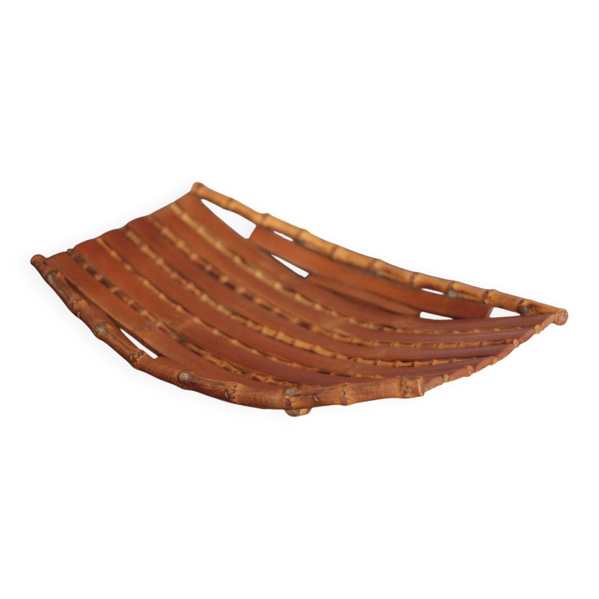 Vintage tray, bamboo, rectangular tray, fruit bowl, basket