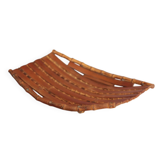 Plateau vintage, bambou,plateau rectangulaire, coupe à fruits, Corbeille