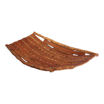Plateau vintage, bambou,plateau rectangulaire, coupe à fruits, Corbeille