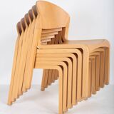 Set of 6 vintage chairs in thermoformed wood