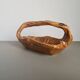 Hand-carved wooden empty pocket basket vintage French
