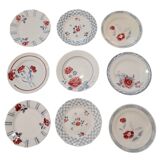 Set of 9 plates Sarreguemines Digoin and Moulin des Loups