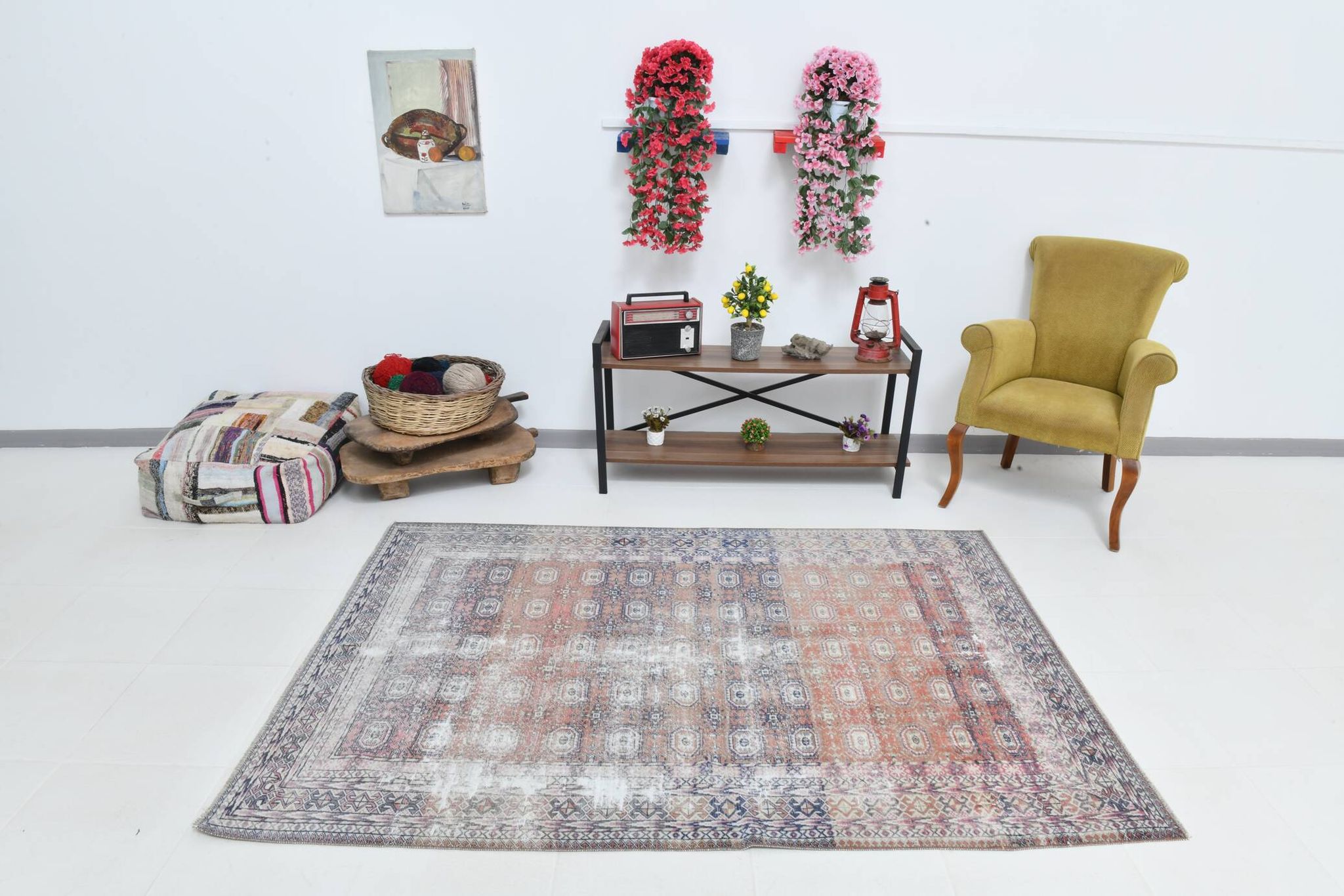 Tapis persan classique rouge et bleu