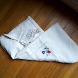 Old linen embroidered tablecloth