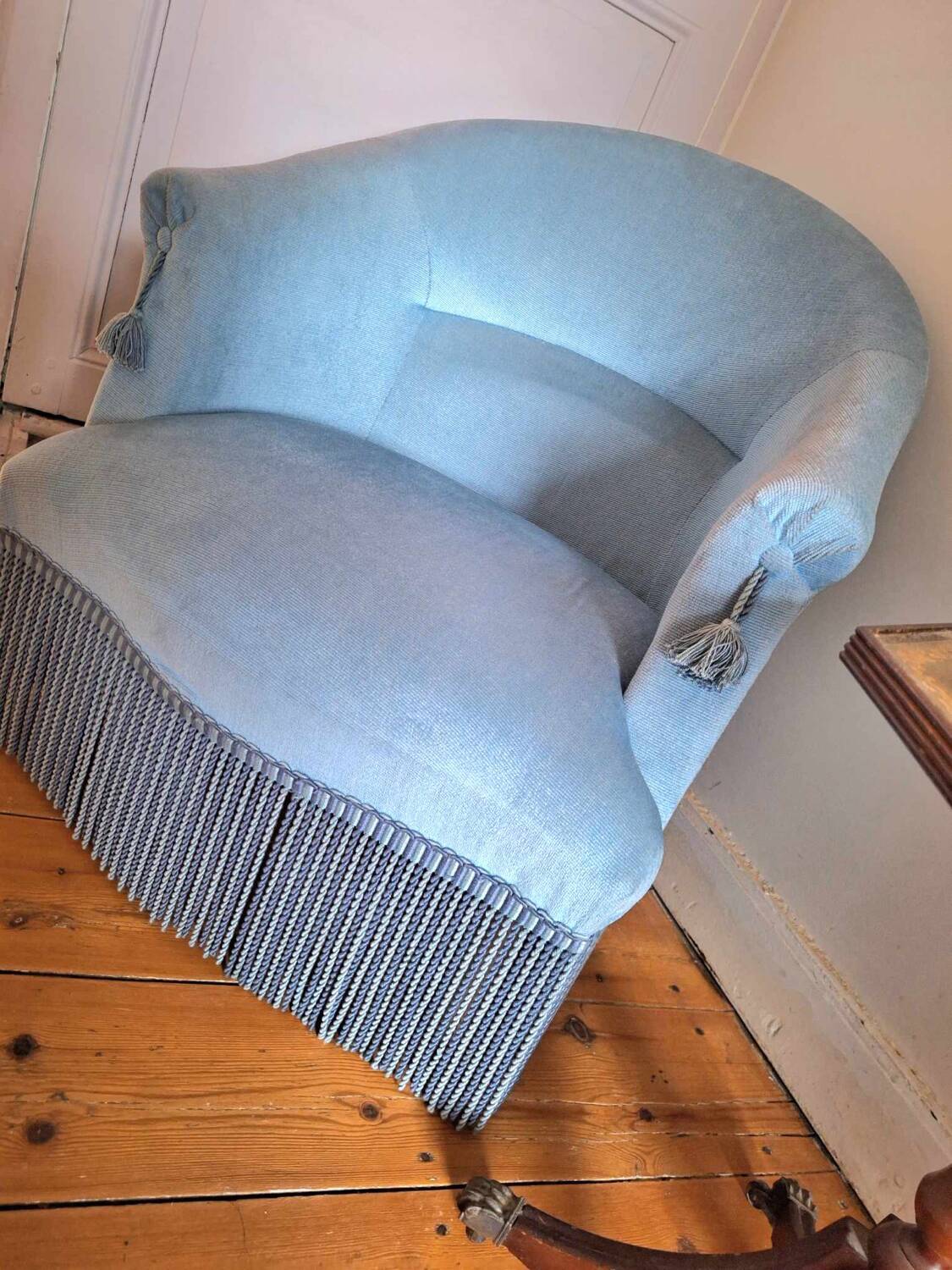 Fauteuil crapaud vintage, meuble siège Napoleon III ancien