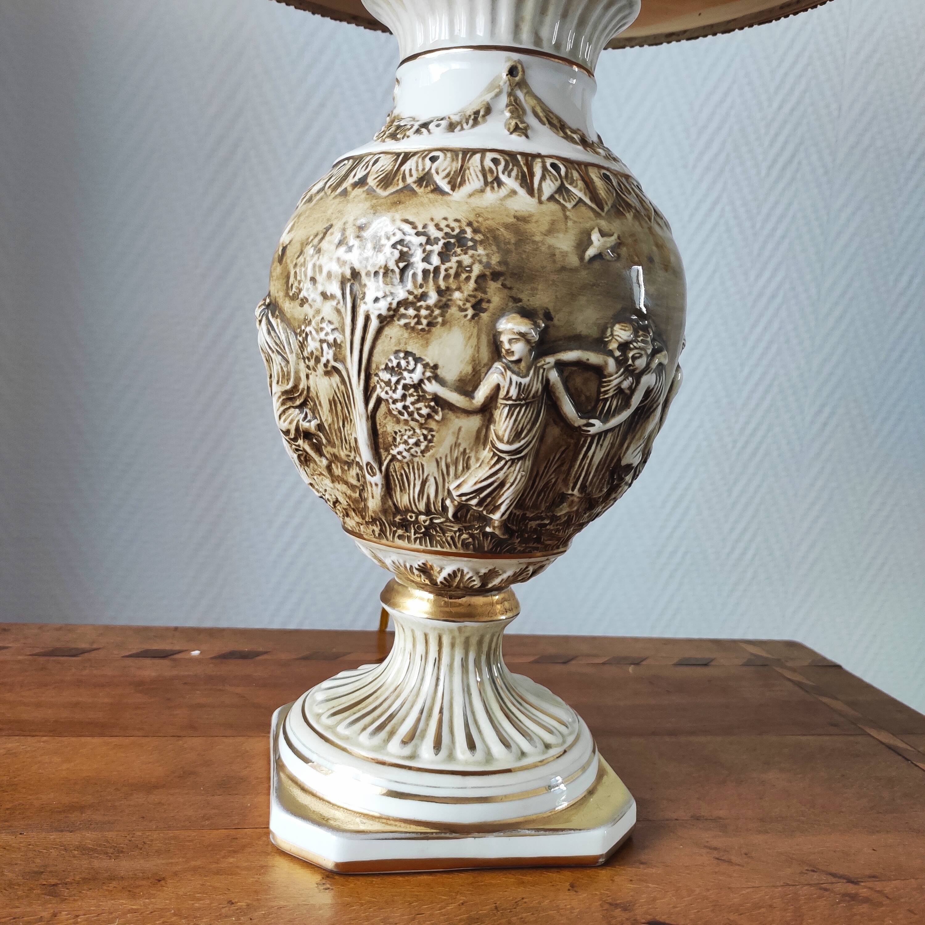 Italian Capodimonte porcelain lamp