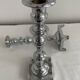 Large antique silver plated candlesticks, square base, pair, classic