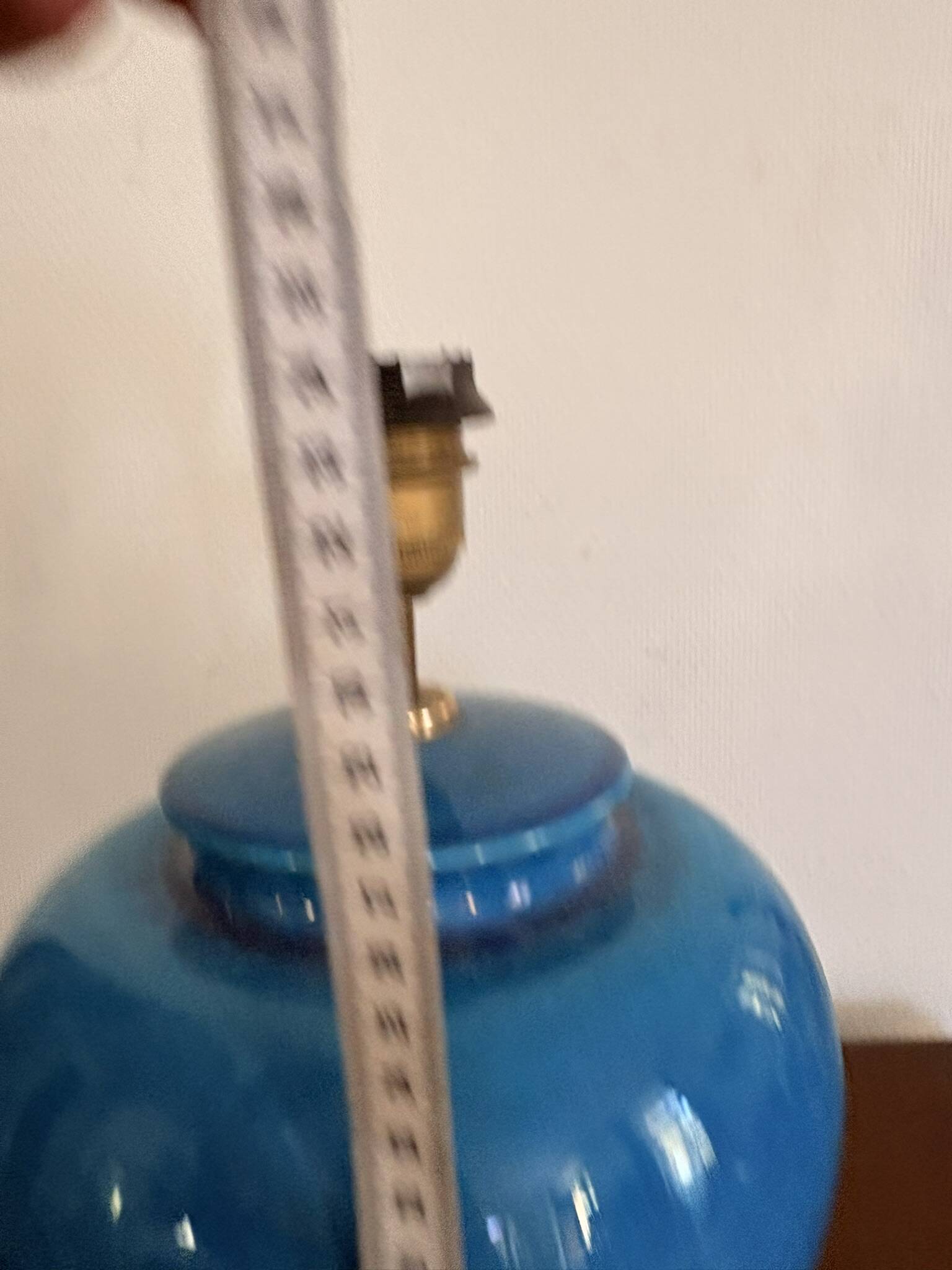 Antique Blue Glazed Ceramic Baluster Lamp Italy