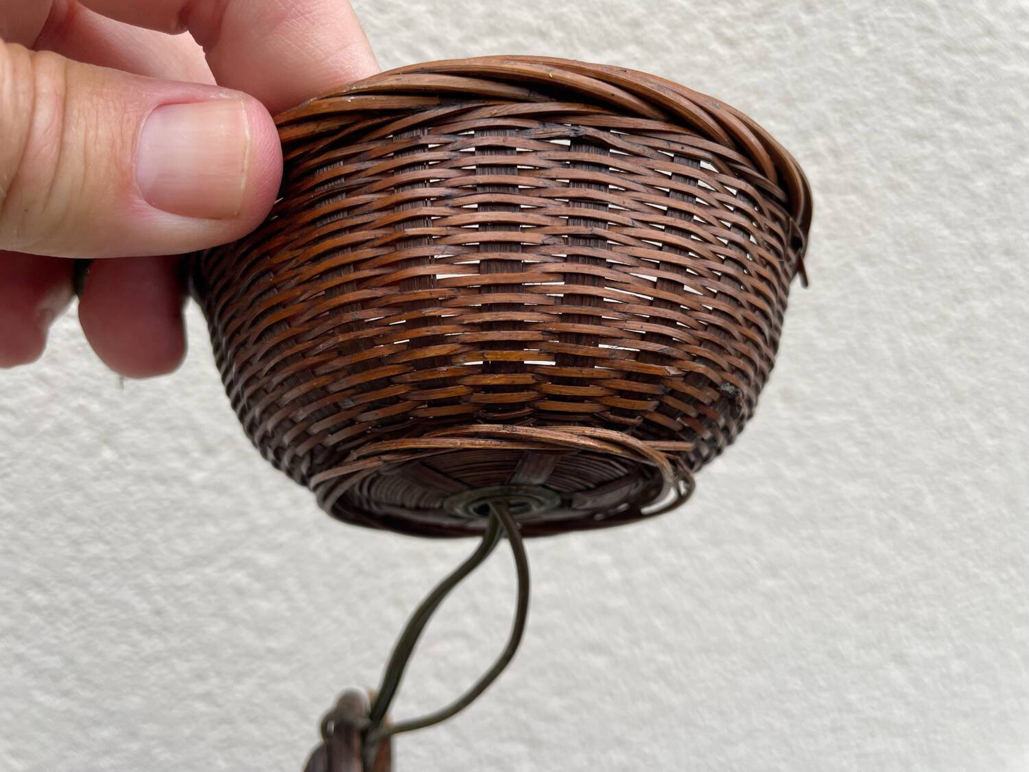 Pair of rattan ceiling lights
