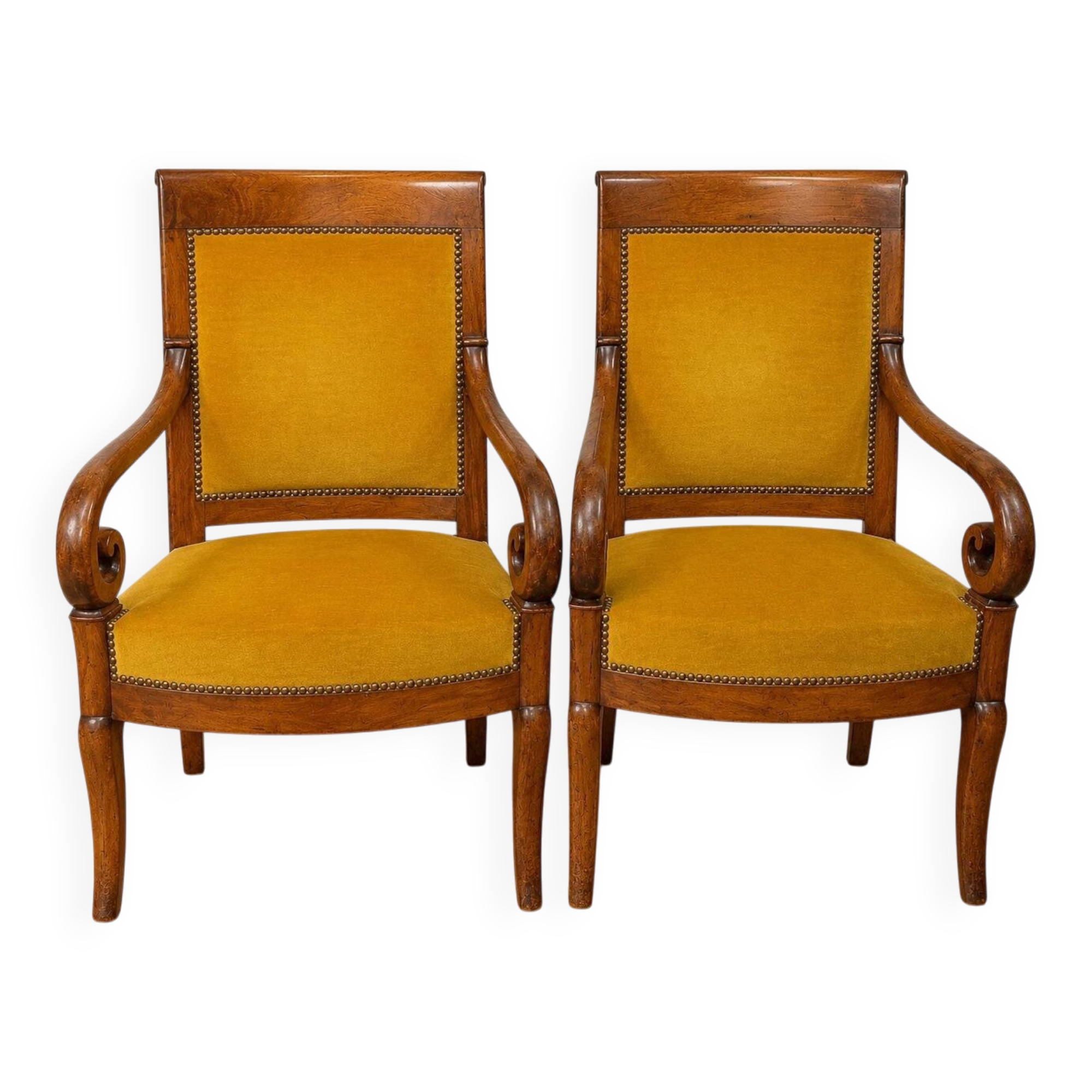 Paire de fauteuils d’époque Empire-Restauration en acajou