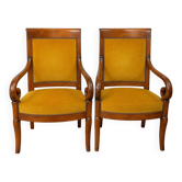 Paire de fauteuils d’époque Empire-Restauration en acajou
