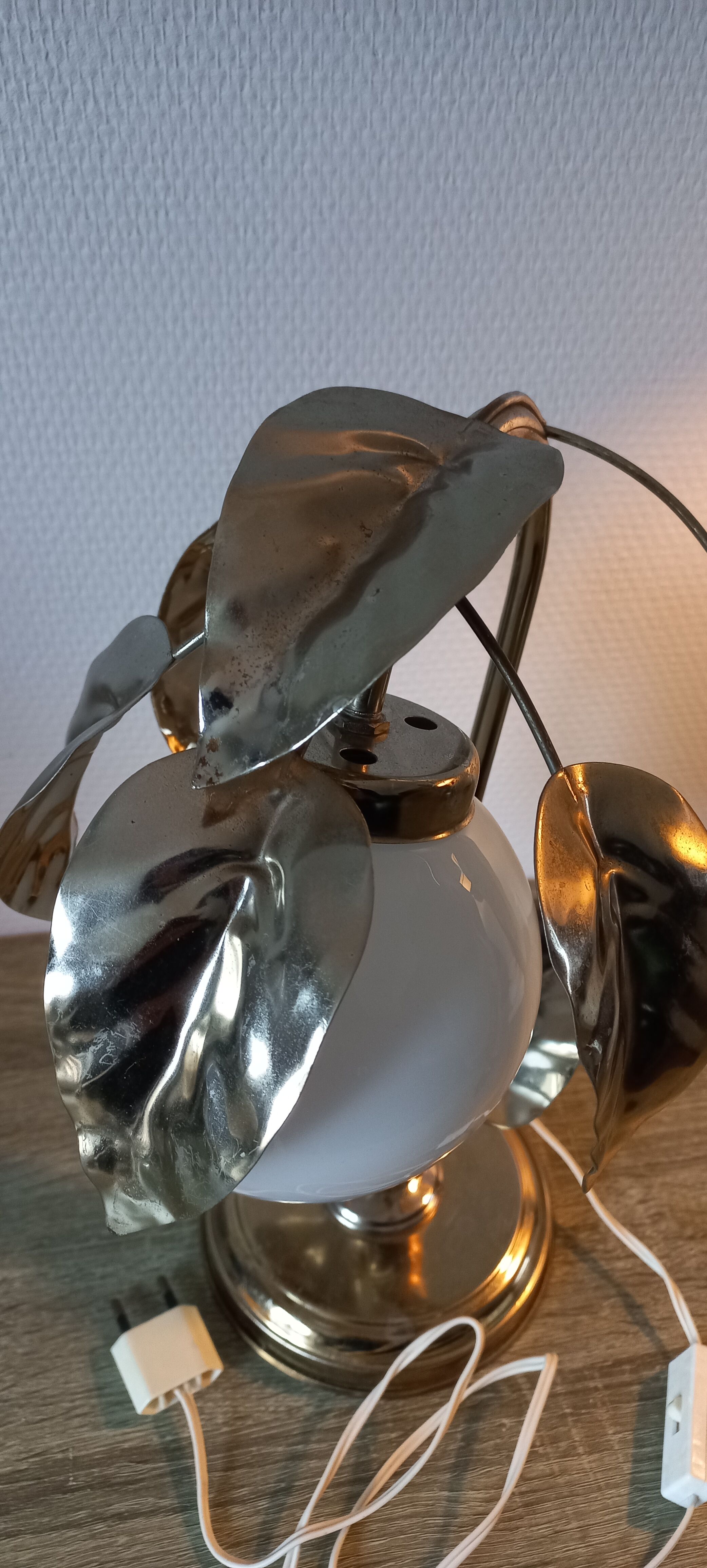 Vintage lamp with golden leaves