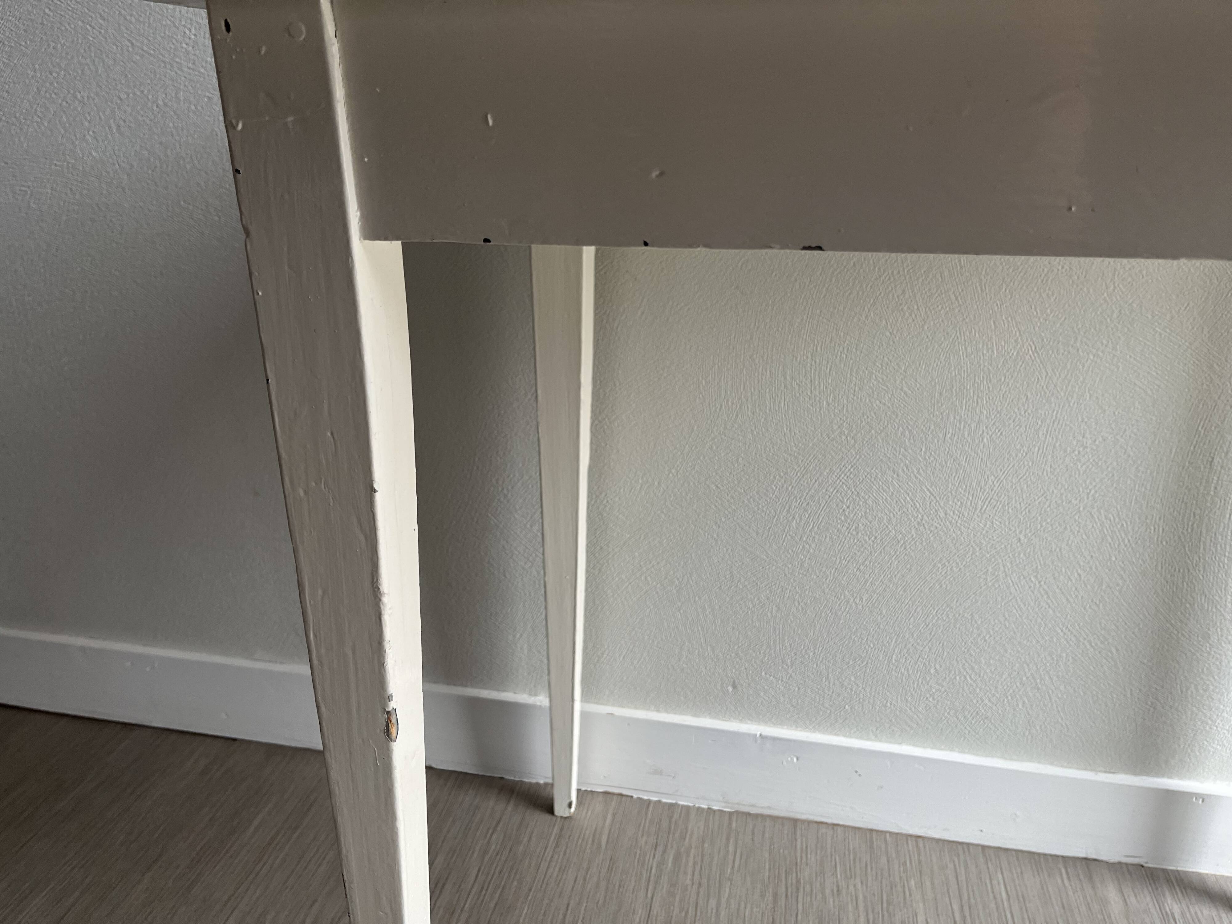 Old white patinated wooden table