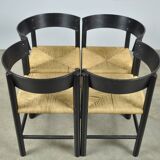 Fritz hansen / scandinavian papercord dining chairs (4) / mogens lassen / denmark 1960s
