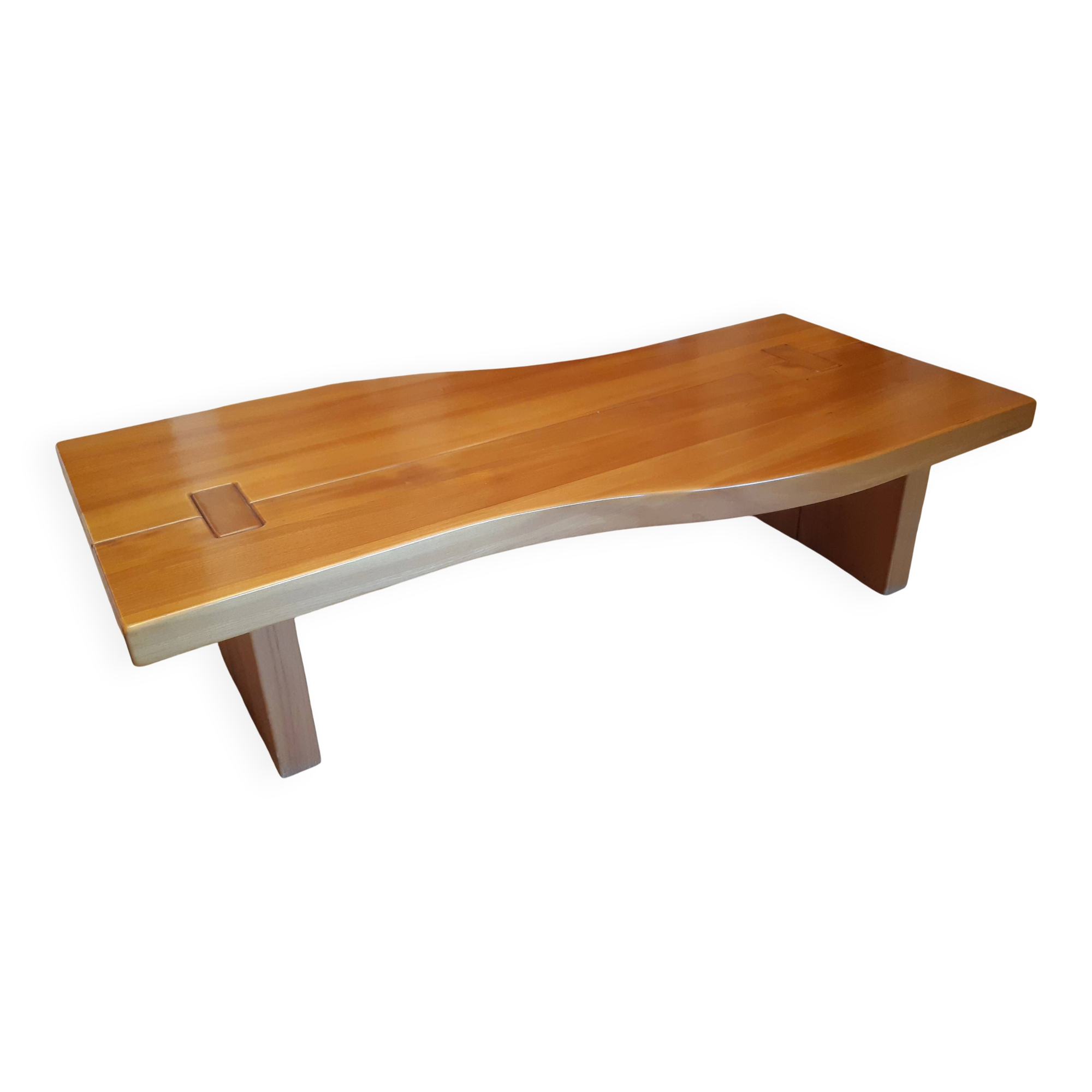 Table basse brutaliste en orme massif - Maison Regain (140 x 80)