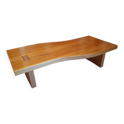 Table basse brutaliste en orme massif - Maison Regain (140 x 80)