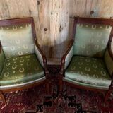 Pair of empire style mahogany shepherdesses.