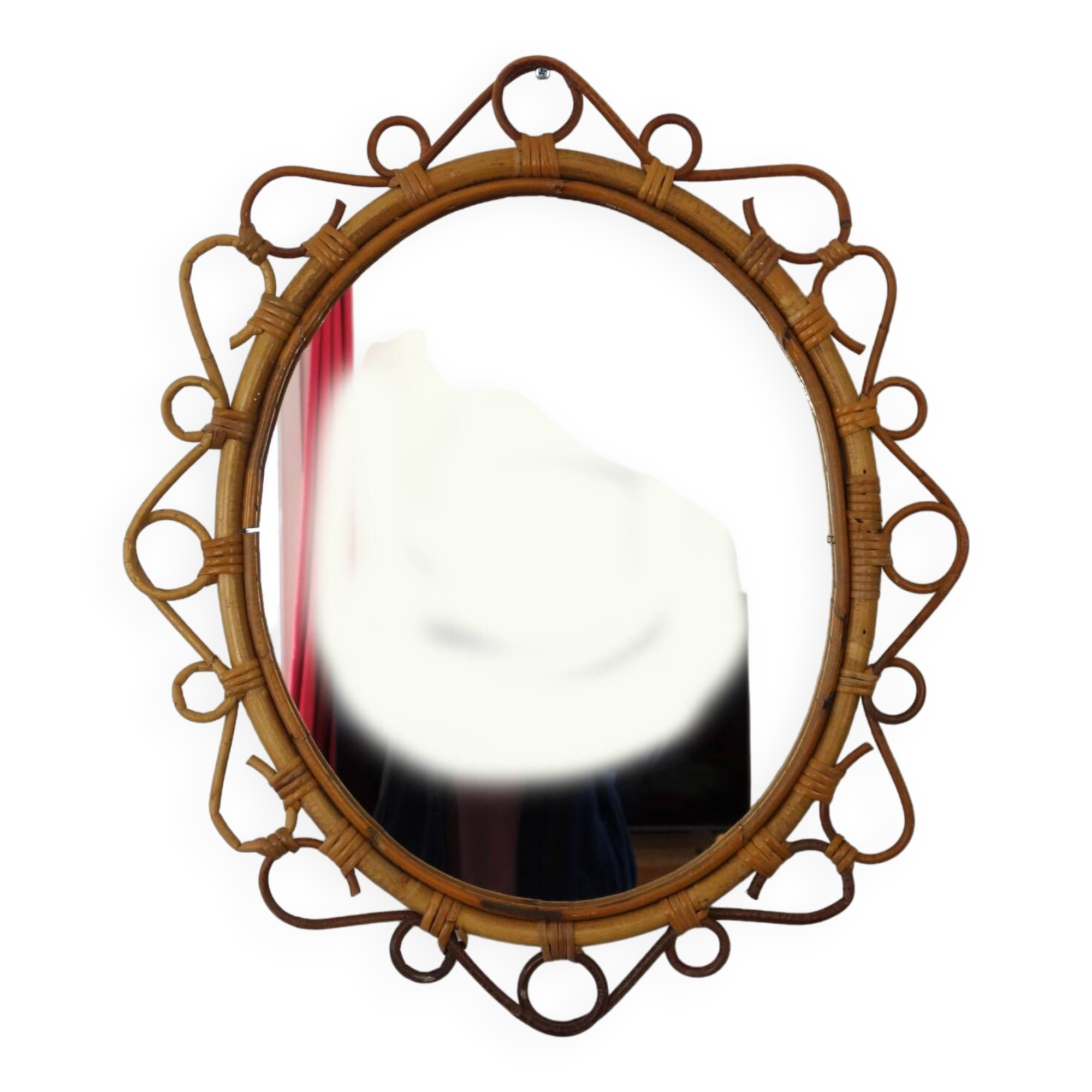 Rare oval bamboo mirror circa 1960