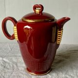 Antique Saint Clément coffee pot in burgundy and gold