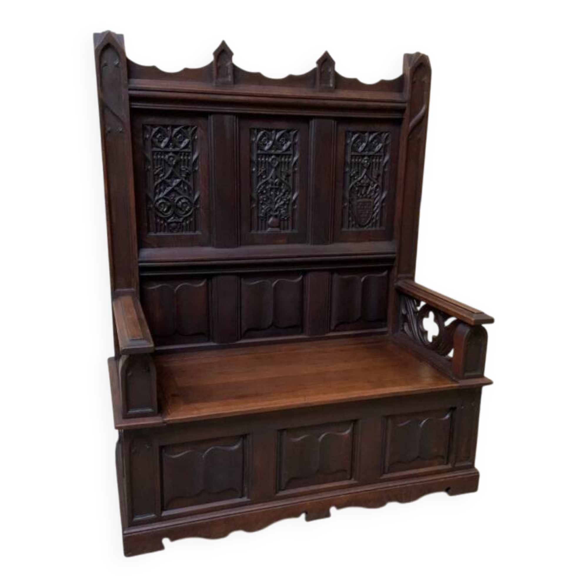 Antique - Impressive Neo-Gothic Chest Bench