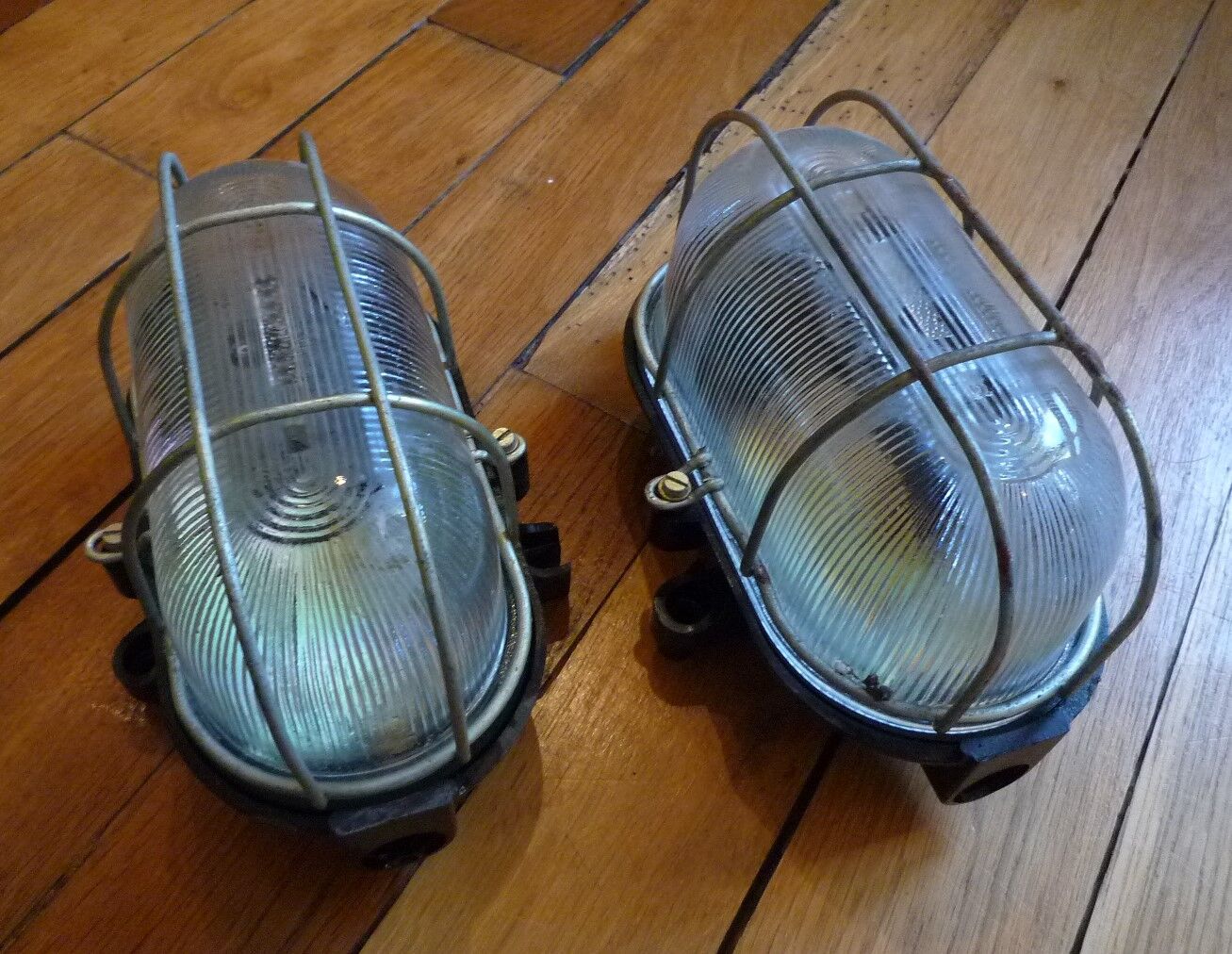 Pair of industrial wall lamps