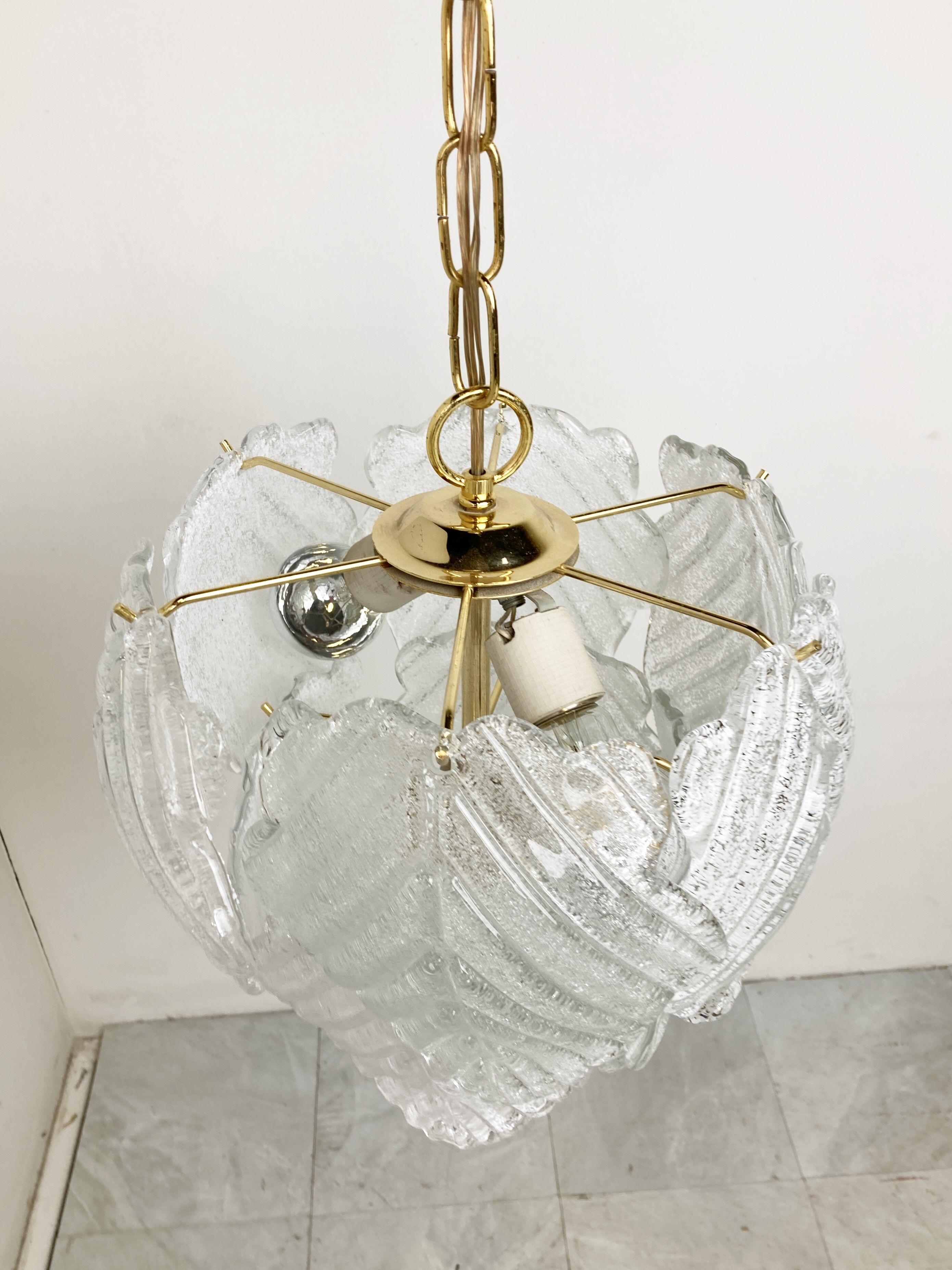 Vintage murano leaf chandelier, 1970s