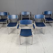 Minimalist metal and plywood stackable armchairs by Gijs Van Der Sluis