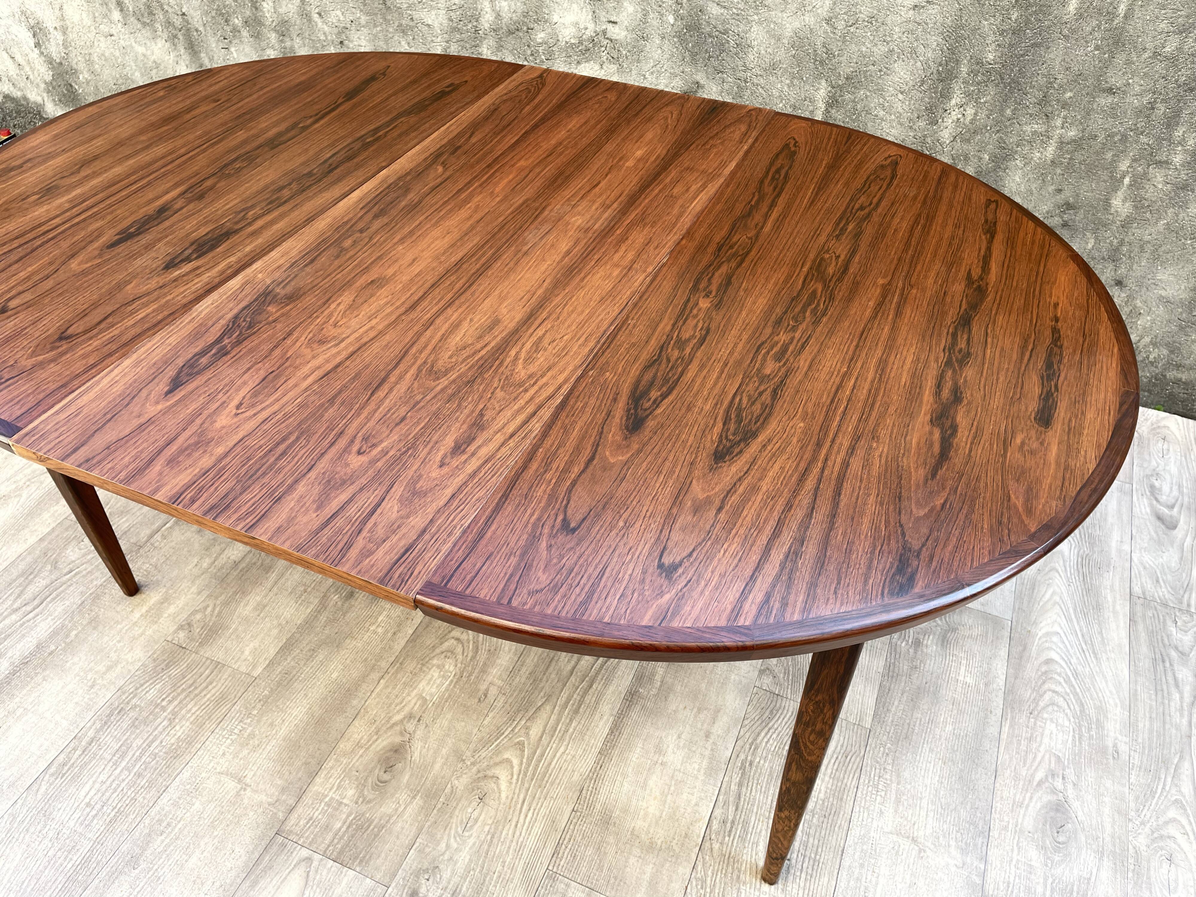 Table scandinave extensible en palissandre, 1960s