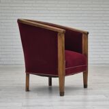 1950s, Danish armchair, original condition, furniture velour, beech wood.