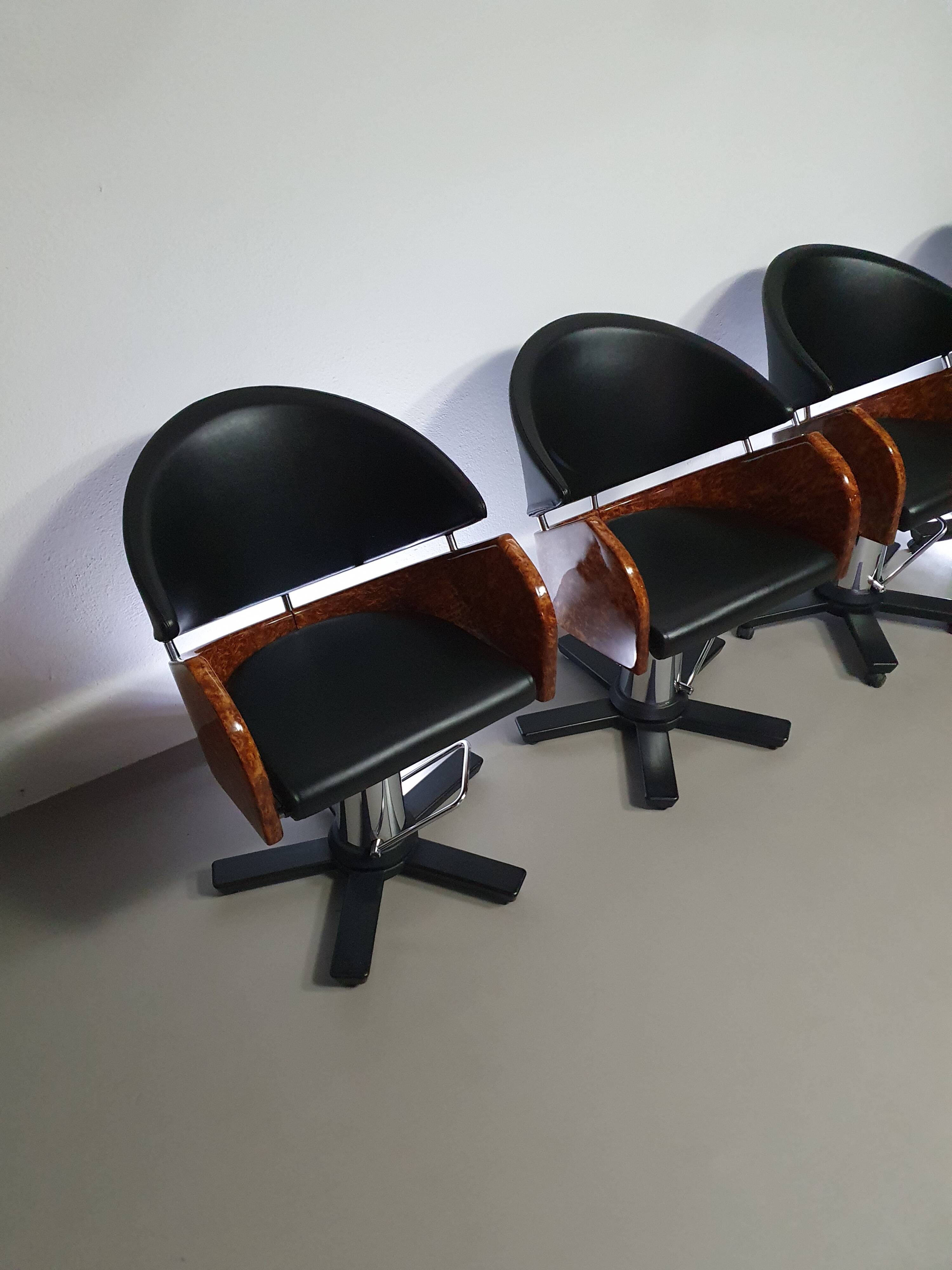 4 x '80s Italian barber chair, height adjustable