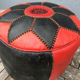 Moroccan leather pouf circa 1970