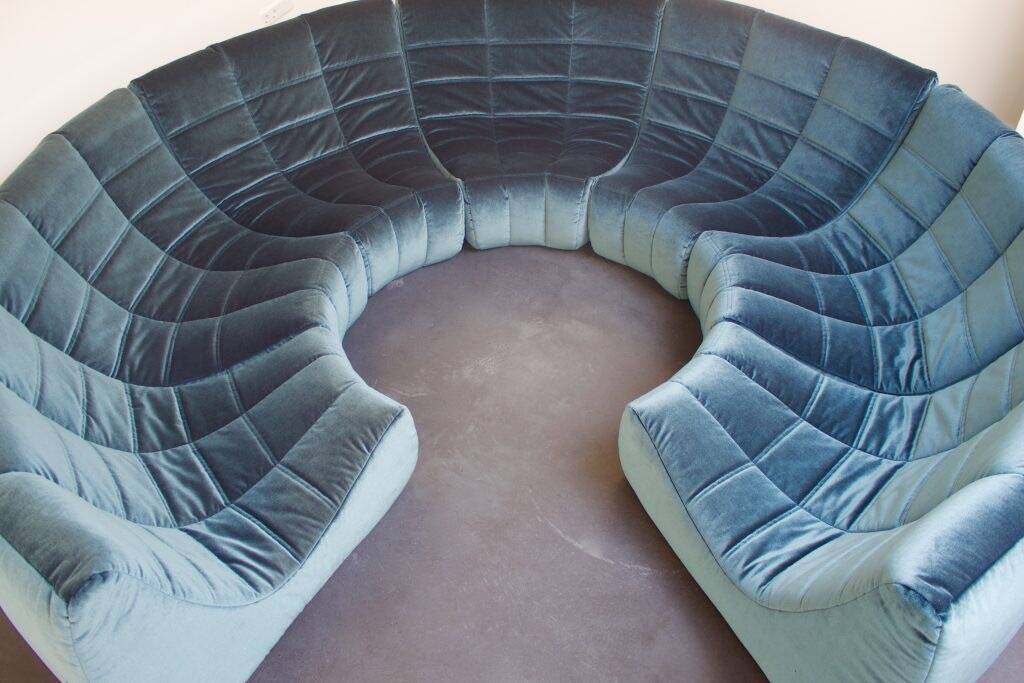 Rare and Exceptional 'Gilda' Circle Sofa in Velvet by Michel Ducaroy, 1972